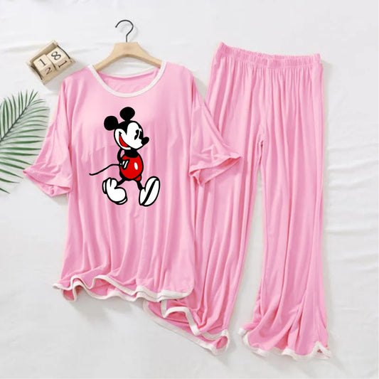 Pink white border mickey boy half sleeve