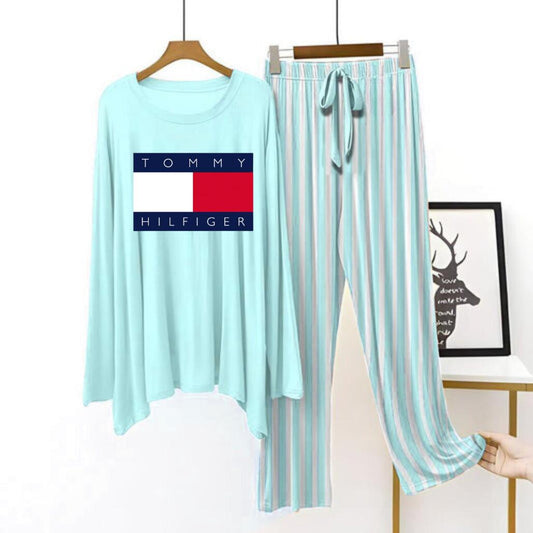 Sky blue flapper style lining pajama tommy hilifiger