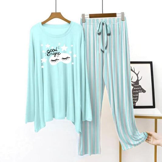 Sky blue flapper style lining pajama good night