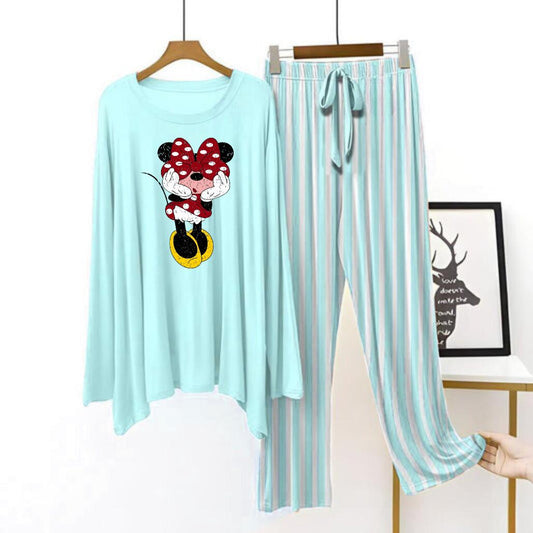 Sky blue flapper style lining pajama rainy mickey girl