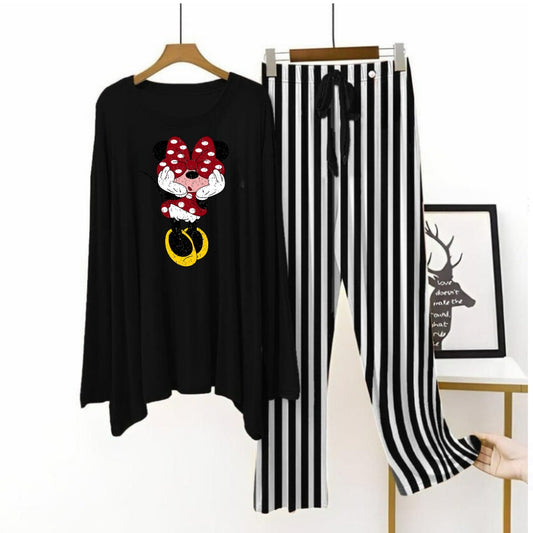 Black flapper style lining Pajama rainy mickey girl