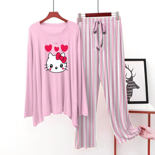 Pink flapper style lining Pajama love kitty