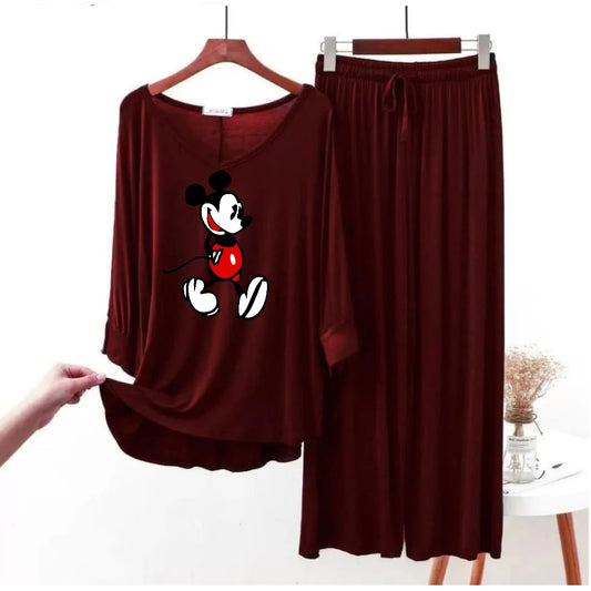 Maroon v neck flapper style full sleeve mickey boy